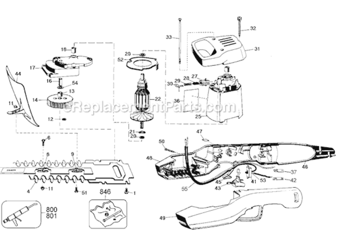 Page A Diagram and Parts List for TR160 Type 2 Black and Decker Hedge Trimmer